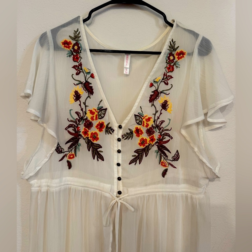 Floral Embroidered Sheer duster